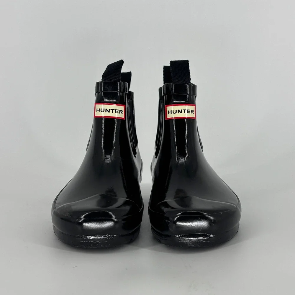 Hunter Original Gloss Chelsea Ankle Boots Black Kids Size 13 Rubber Waterproof